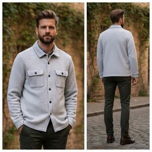 Banana Republic M Modern Contemporary Cozy Heathered Knit Shirt Jacket